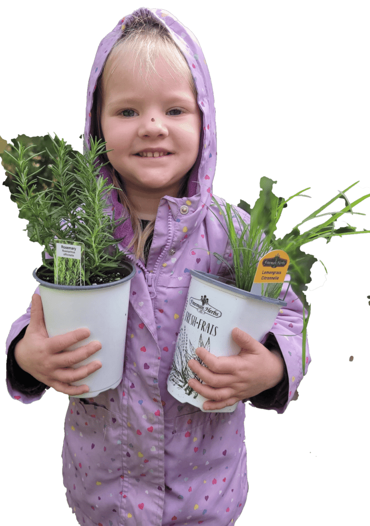 Community Garden Kid With Herbs